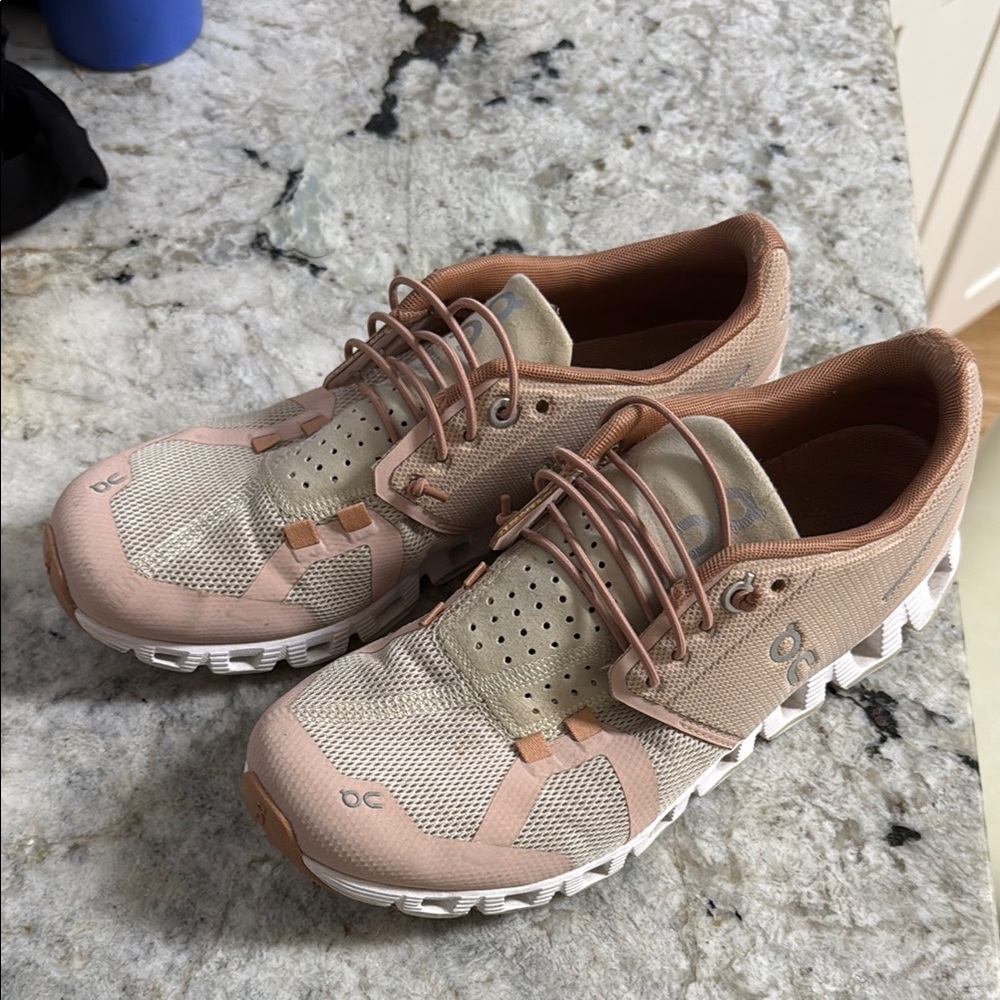 ON Running Beige and Pink Sneakers
